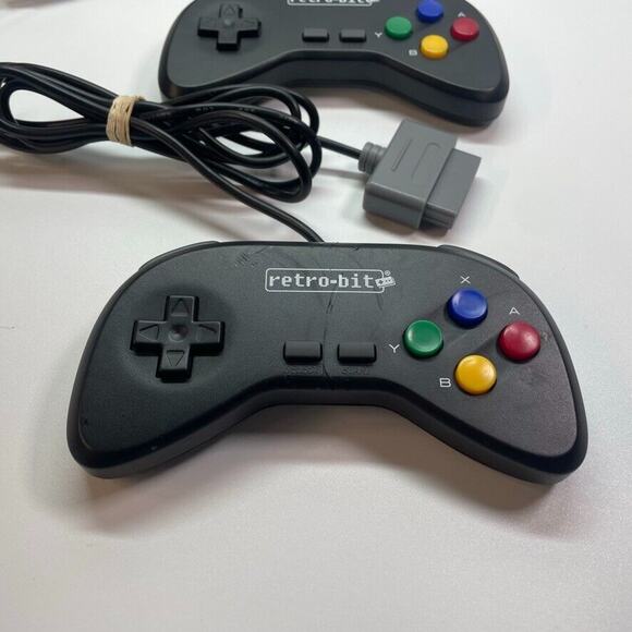 Lot of 2 Retro-bit SNES Super Nintendo Controller - Black Multi‎ Color Buttons - Picture 2 of 5